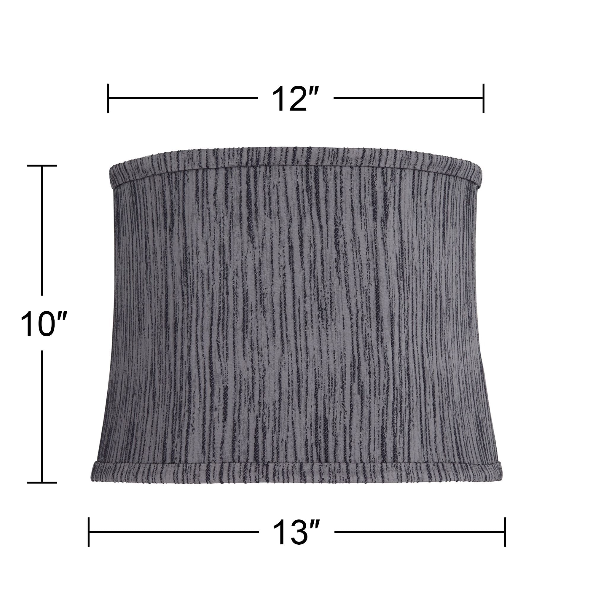 Springcrest 12" Top x 13" Bottom x 10" High x 10" Slant Print Lamp Shade Replacement Kensing Gray Drum Softback Washer Harp Finial