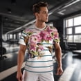 thumbnail image 3 of Wukai Bird and Floral Print Men's Short-Sleeved Mesh T-Shirt,Quick-Dry Short Sleeve Workout T-Shirt-X-Large, 3 of 8