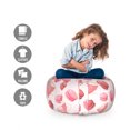 thumbnail image 2 of Teatime Storage Toy Bag Chair, Classic Vintage Tea Cups with Polka Dots and Macarons Pastry French Dessert, Stuffed Animal Organizer Washable Bag, Small Size, Pale Pink Coral, by Ambesonne, 2 of 3