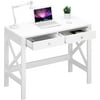 ChooChoo Computer Desk Study for Home Office, Modern Simple 40 Inches White Desk with Drawers