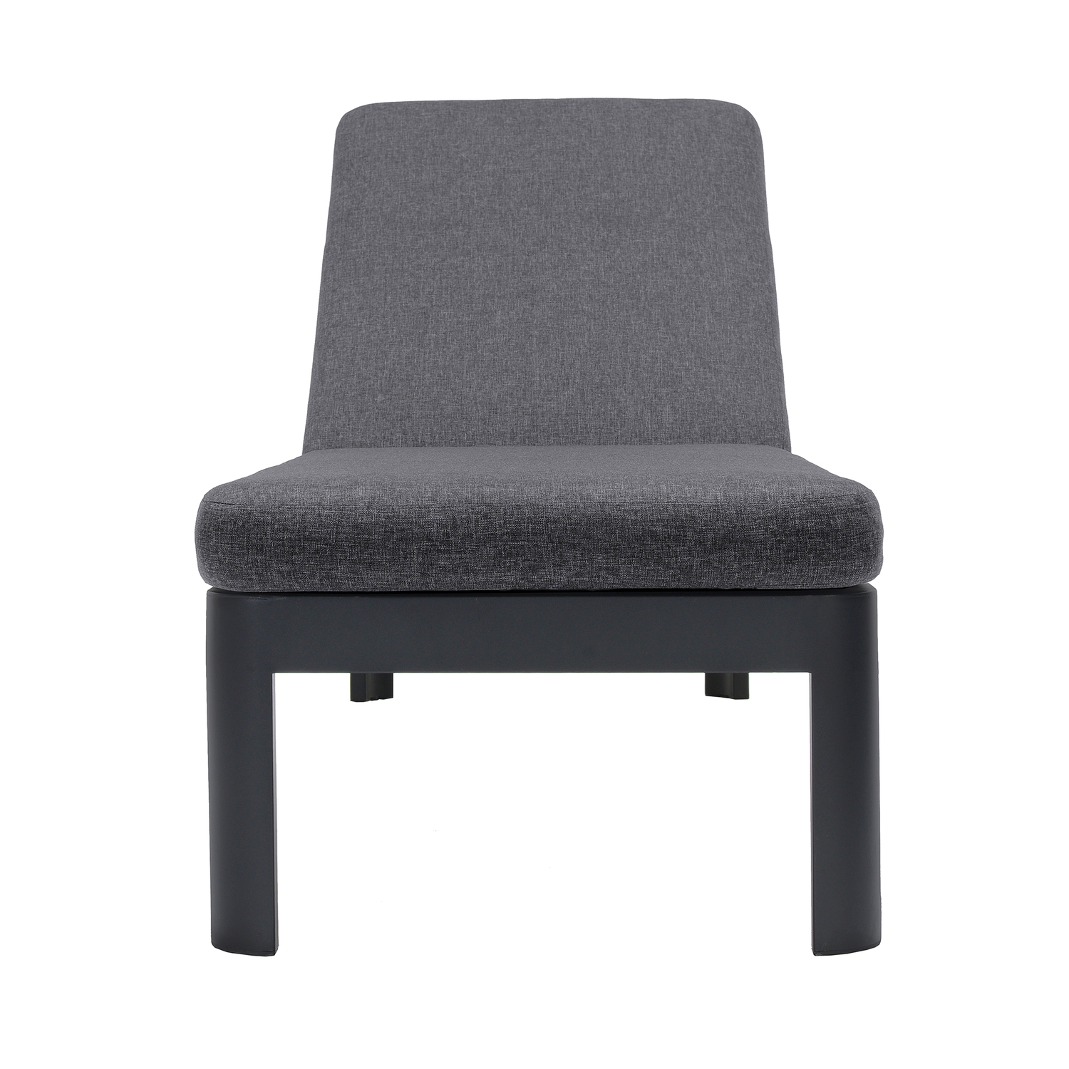 Portals Outdoor Chaise Lounge Chair in Black Finish and Grey Cushions - image 2 of 5
