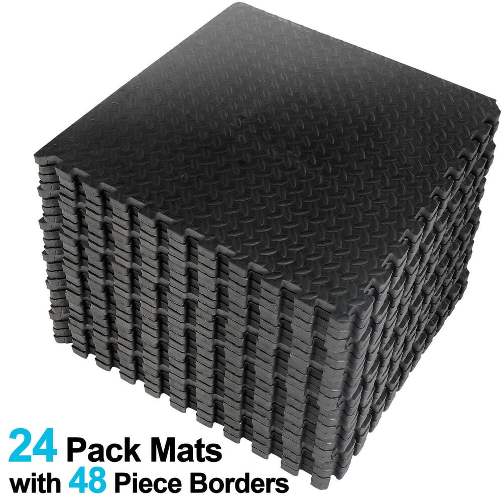 48pcsBlack Puzzle Exercise Mat w/ EVA Foam Gymnastics Gym Protective Floor Mat