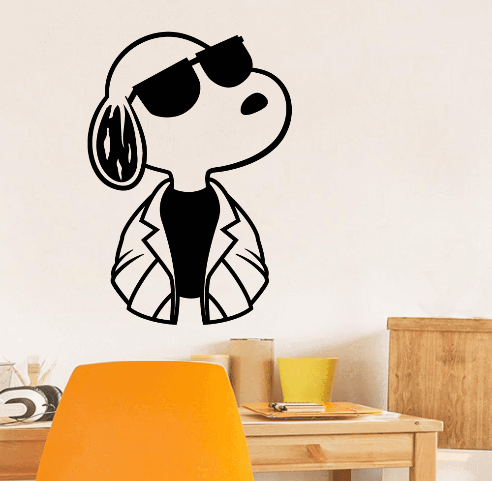 Joe Cool Snoopy Cartoon Character Snoopy Drawing Snoopy Dog Vinyl Wall Art  Sticker Wall Decal Home Kids Room Study Room Boys Girls Room Wall  Décoration Design Wall Décor Decal Size (10x6 inch) -