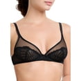 thumbnail image 2 of Deyllo Women Lace See-Through Bra Underwire Support Push Up Bras Unlined Non Padded Lightweaight Breathable Black Underwear Bras 38D, 2 of 5