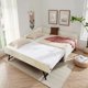 thumbnail image 1 of Tamaño completo curvado borde redondo acolchado respaldo cama de día, Vintage Nailhead Trim Chenilla cama de día con extraíble trundle y puerto USB, 1 of 5