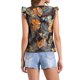 thumbnail image 3 of INSPIRAR CHIC Top de tanque con volantes de cuello cuadrado impreso tropical para mujer L Negro Naranja, 3 of 5