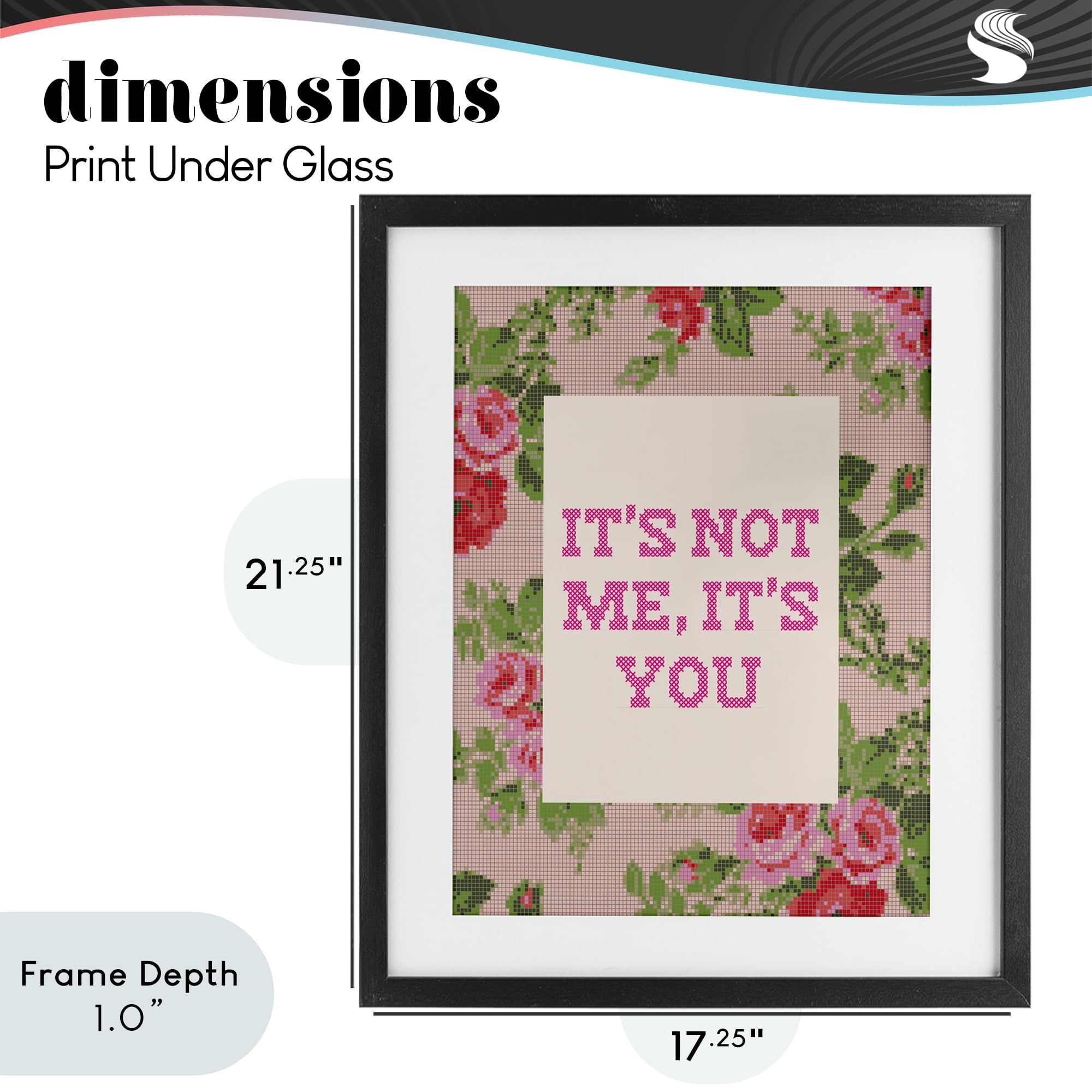 Stupell Industries Not Me It's You Faux Cross Stitch Black Framed Print Under Glass, design by Lil' Rue