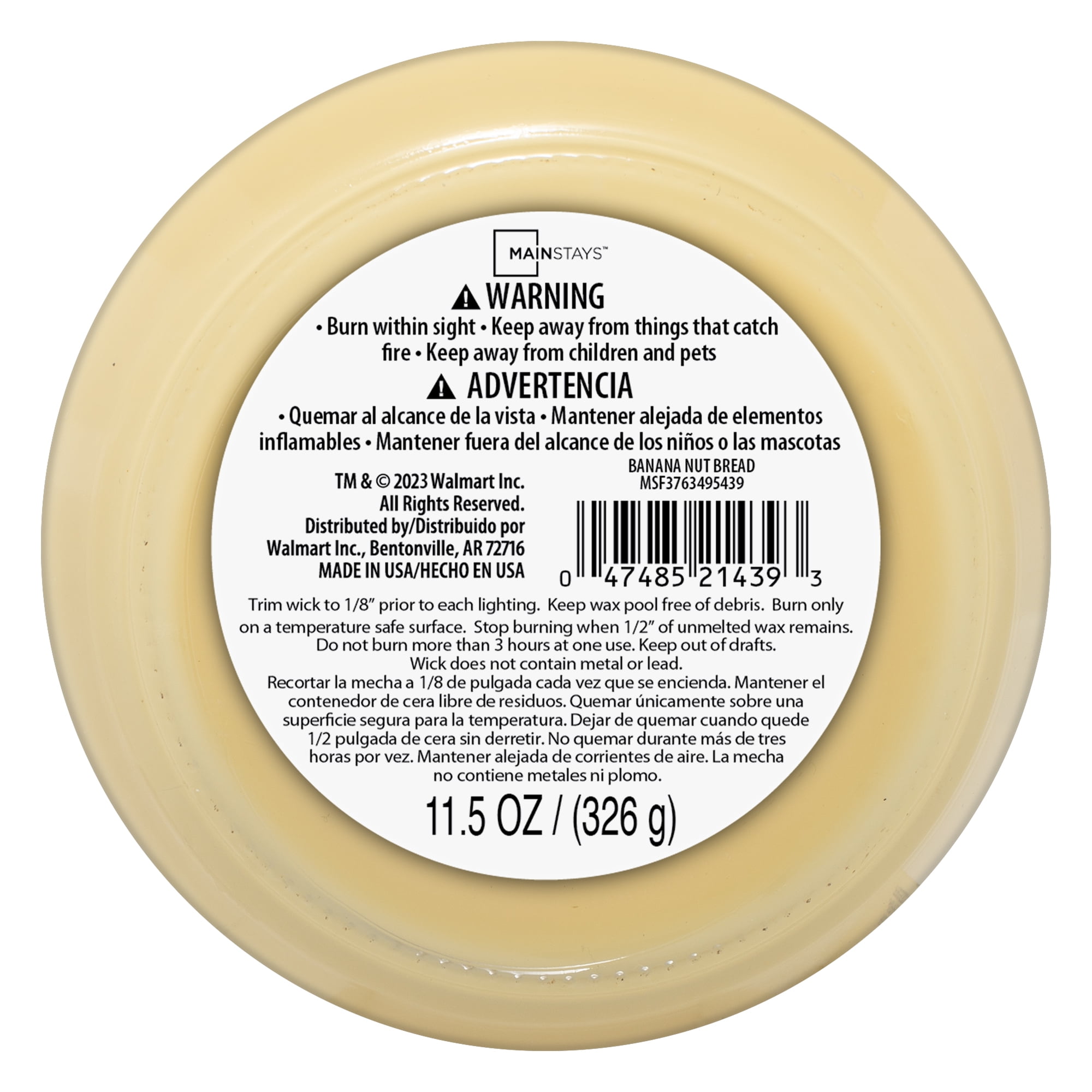 (3 pack) Mainstays Banana Nut Bread 3 Wick Candle, 11.5 oz