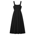 thumbnail image 5 of ClodeEU Women's Square Neck Spaghetti Strap Midi Dress,Casual Button Front A Line Dress with Pockets Black,Women's Plus L, 5 of 8