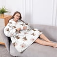 thumbnail image 5 of Oversized Wearable Blanket Hoodie,White Highland Cow Flower Pattern Sherpa Blanket Hoodie with Super Pockets,Super Warm Fuzzy Pullover for Women & Men, 5 of 6