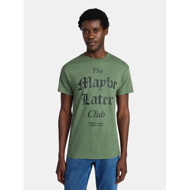 Humor Men's and Big Men's Maybe Later Club Cotton Graphic Tee with Short Sleeves, Size S-3XL