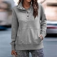 thumbnail image 5 of Oversized Sweatshirt for Women Quarter Button Henley V Neck Fleece Pullover Fall Long Sleeve Sweat Shirts with Pocket, 5 of 6