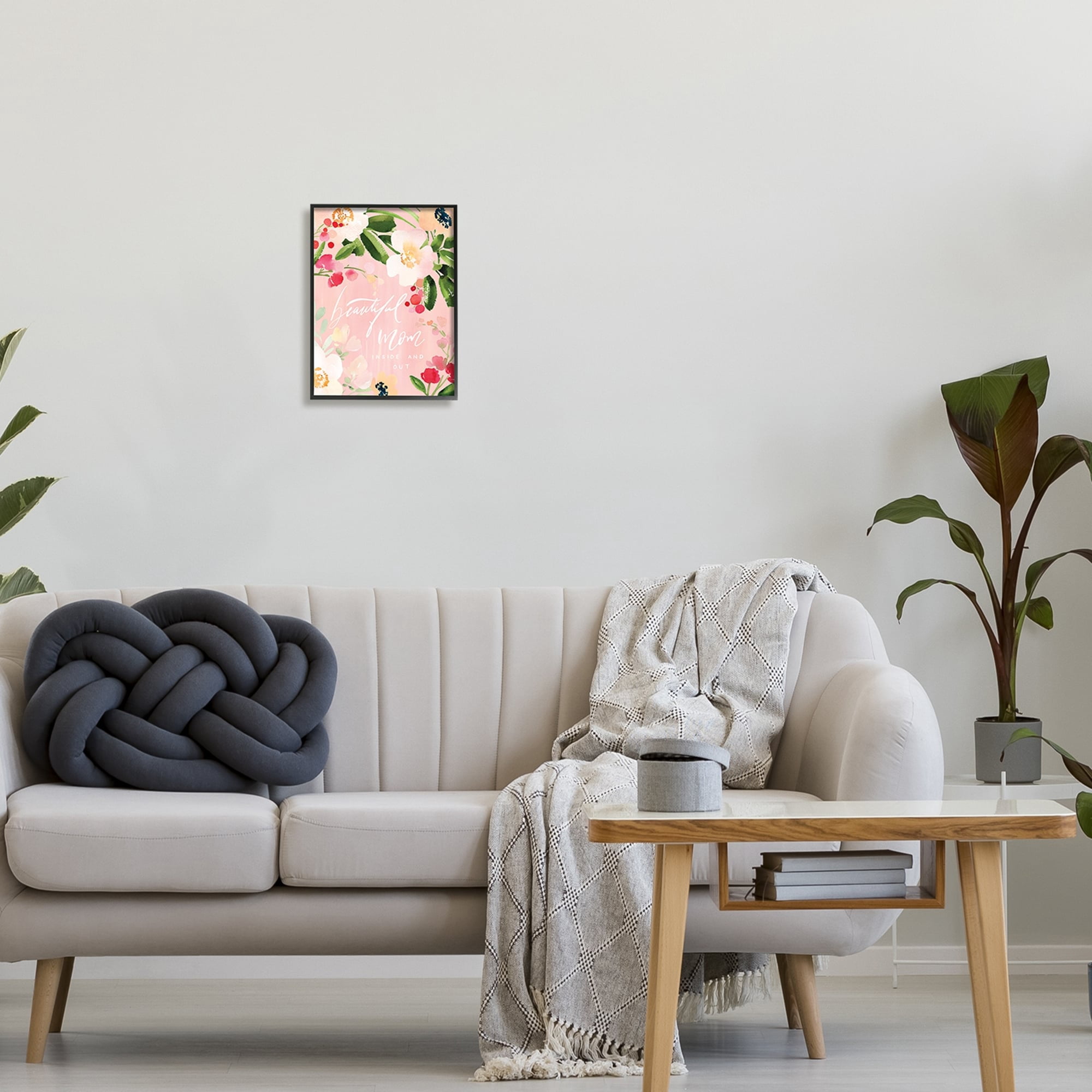 Stupell Industries Beautiful Mom Floral Mother's Day Holiday Painting Gray Framed Art Print Wall Art