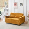 thumbnail image 6 of Upholstered Sectional Sofa, 3 in 1 Convertible Pull Out Sofa Bed Couch with a Movable Tabletop and Usb Ports, for Living Room, Apartment, Small Space, Yellow, 6 of 8