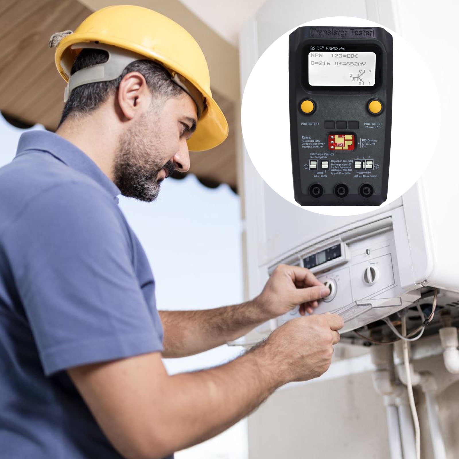 Electrolytic Capacitor Tester With 10+ Hours Lifespans Large LCD Screen For Precise Component Diagnostics