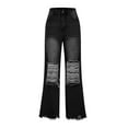 thumbnail image 4 of Nrmvnmi High Waisted Ripped Flare Jeans for Women Distressed Bell Bottom Jeans Wide Leg Pants High Rise Wide Leg Jeans for Women, 4 of 6