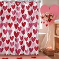 thumbnail image 2 of jafea Watercolor Heart Valentines Shower Curtain, Valentines Day Coquette Decor Pink Bathroom Curtain Set - 72x72 Inch Waterproof Polyester Fabric with Hooks, 2 of 4