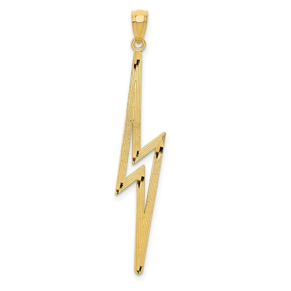 Real 14kt Yellow Gold Polished Diamond Cut Lightning Bolt Pendant; for Adults and Teens; for Women and Men