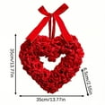 thumbnail image 3 of HOARBOEG Valentine's Day Wreath, Heart Shaped Artificial Silk Flower Garland with Ribbon, Romantic Front Door Decor for Holiday, Anniversary, Wedding & Home Welcome, 3 of 9