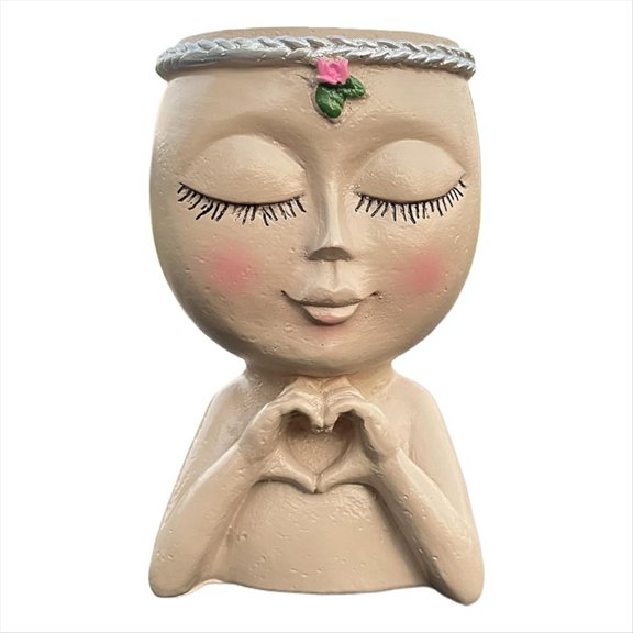 Resin Cute Decorative Face Planter, Novelty Succulent Flower Pot
