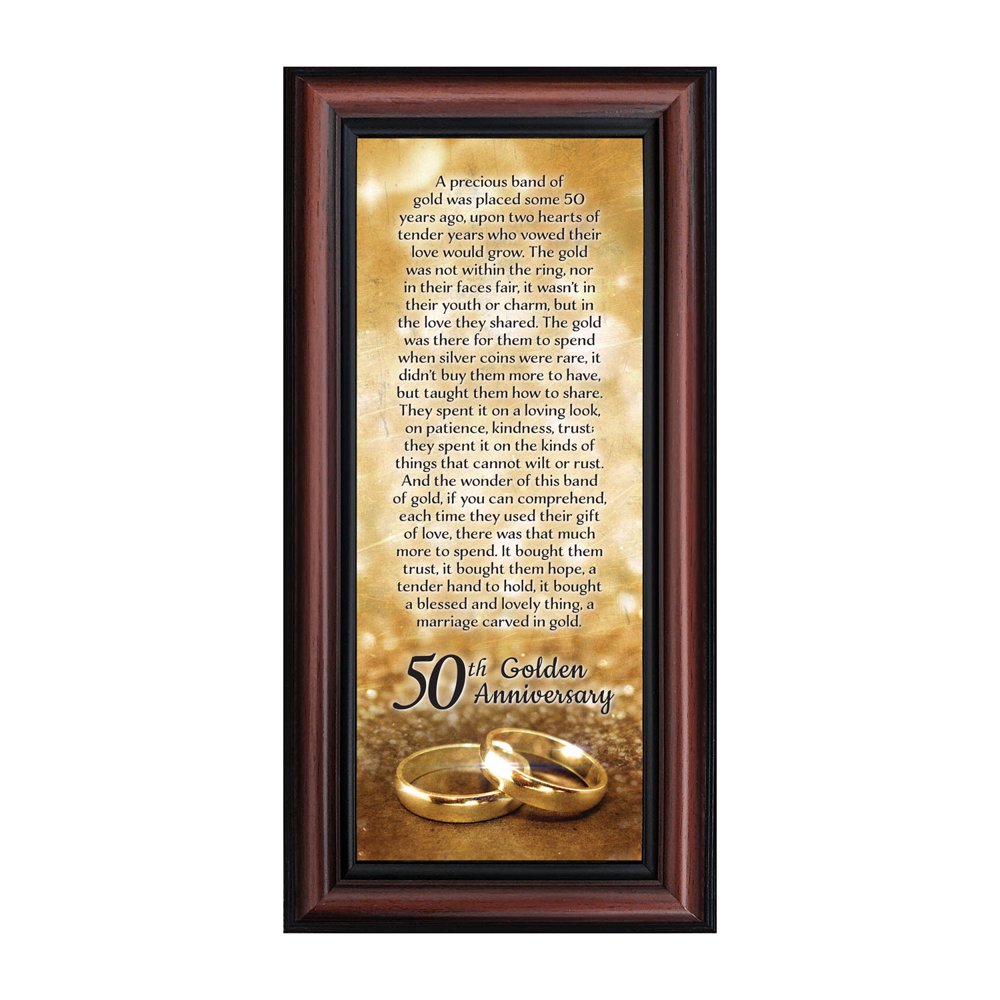 Bands of Gold, 50th Golden Wedding Anniversary Gift Picture Frame, 6x12