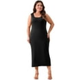 thumbnail image 3 of DARING DIVA Plus Size Basic Sleeveless Crewneck Maxi Knit Tank Dress 2X Black, 3 of 5