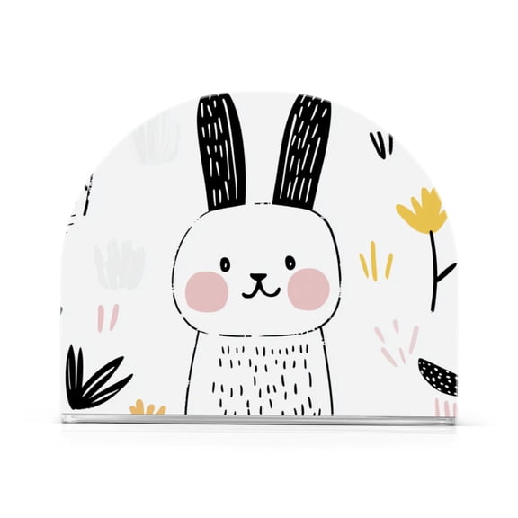 Napkin Holder Simple Bunny Sketch Thick U Shape Acrylic Non Slip Space Saving for Kitchen