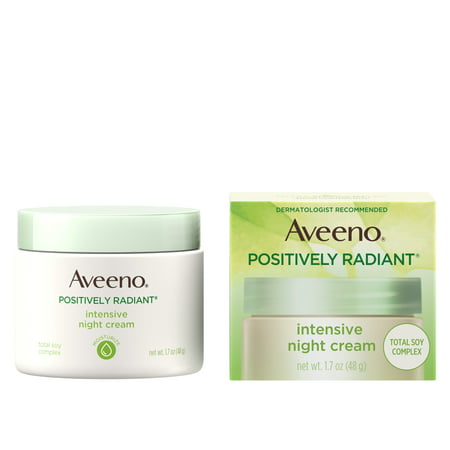 Aveeno Positively Radiant Night Cream with Total Soy Complex, Moisturizing, 1.7 (Best Night Cream For Dry Skin In India)
