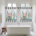 thumbnail image 4 of Coastal Corals Shells Kitchen Curtains 45 Inch Length, Ocean Marine Life Sstarfish Black Plaid Tiers Curtains for Bathroom Bedroom Cafe, Light Filtering Window Treatment Drapes 2 Panels 42"Wx45"L, 4 of 8