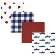 Luvable Friends Hudson Baby Flannel Receiving Blankets 4pk, Red Apple Orchard