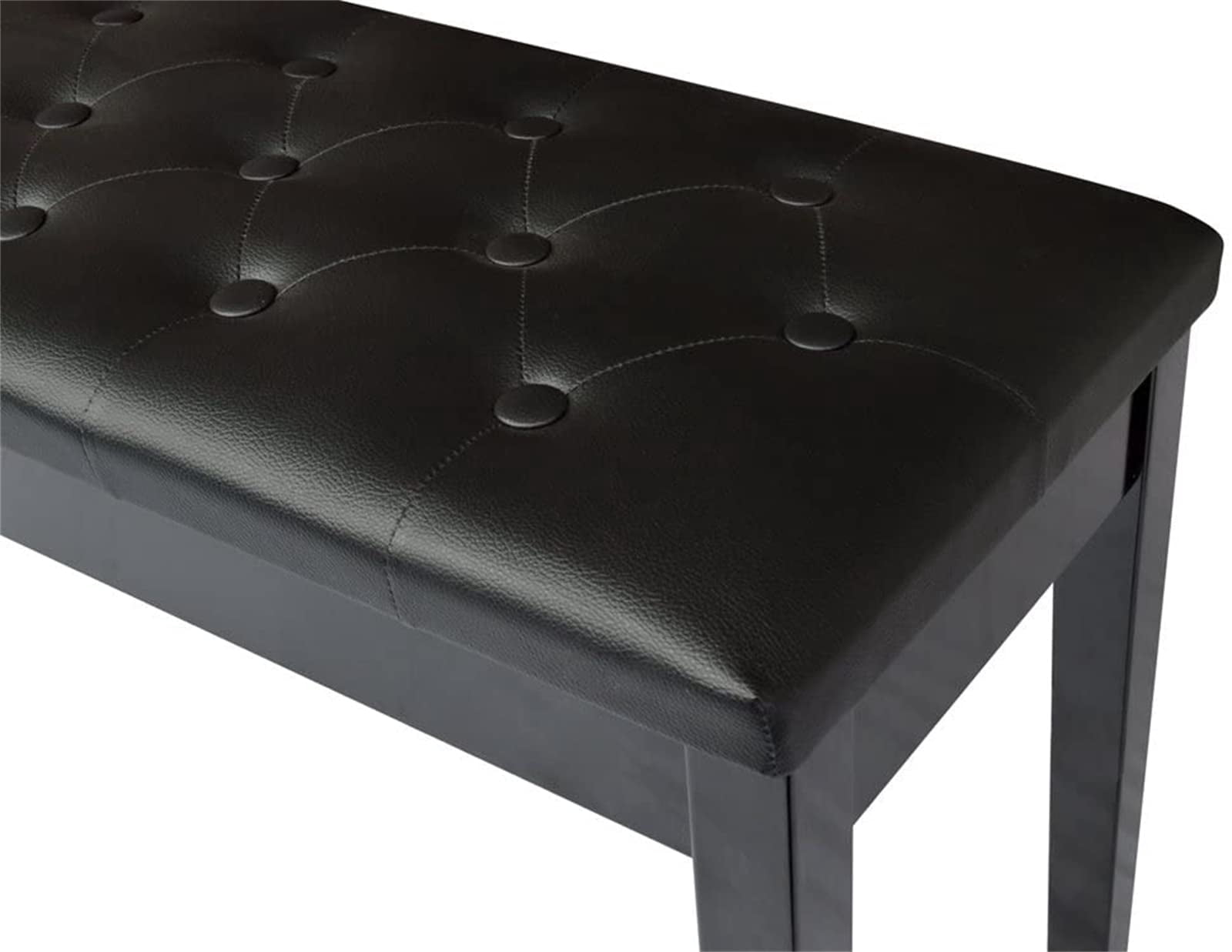 Piano Bench With Padded Cushion And Music Book Storage Compartment  Duet Wooden Seat 13.7 X 29.5 20 Inches Load 440lb Black