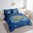 thumbnail image 4 of Feelyou Child Happy Hanukkah Twin Bedding Sets 7-Piece, Western David Star Bedding Comforter Set, Olive Branch Botanical Reversible Sheet Sets, Ultra Soft Bedroom Decor, 4 of 8