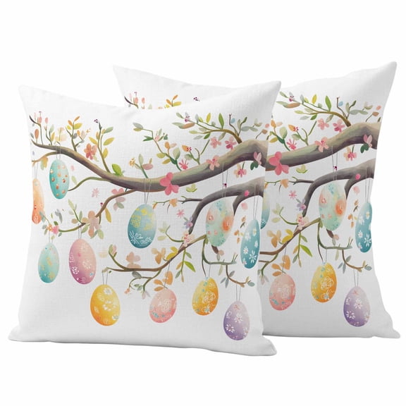 Outdoor Waterproof Pillow Covers Easter Egg Exquisite Pattern Decorative Throw Pillow Protectors,Pillowcase Cushion Cases for Patio Sofa Garden Couch,16x16in,Pack of 2