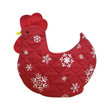Primitive Egg Basket Organic Multipurpose Decorative Chicken Shaped Fabric Egg Basket - Red With White Stars Design ()