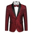 thumbnail image 3 of COOFANDY Mens Floral Tuxedo Jacket Paisley Shawl Lapel Suit Blazer Jacket for Dinner, 3 of 11