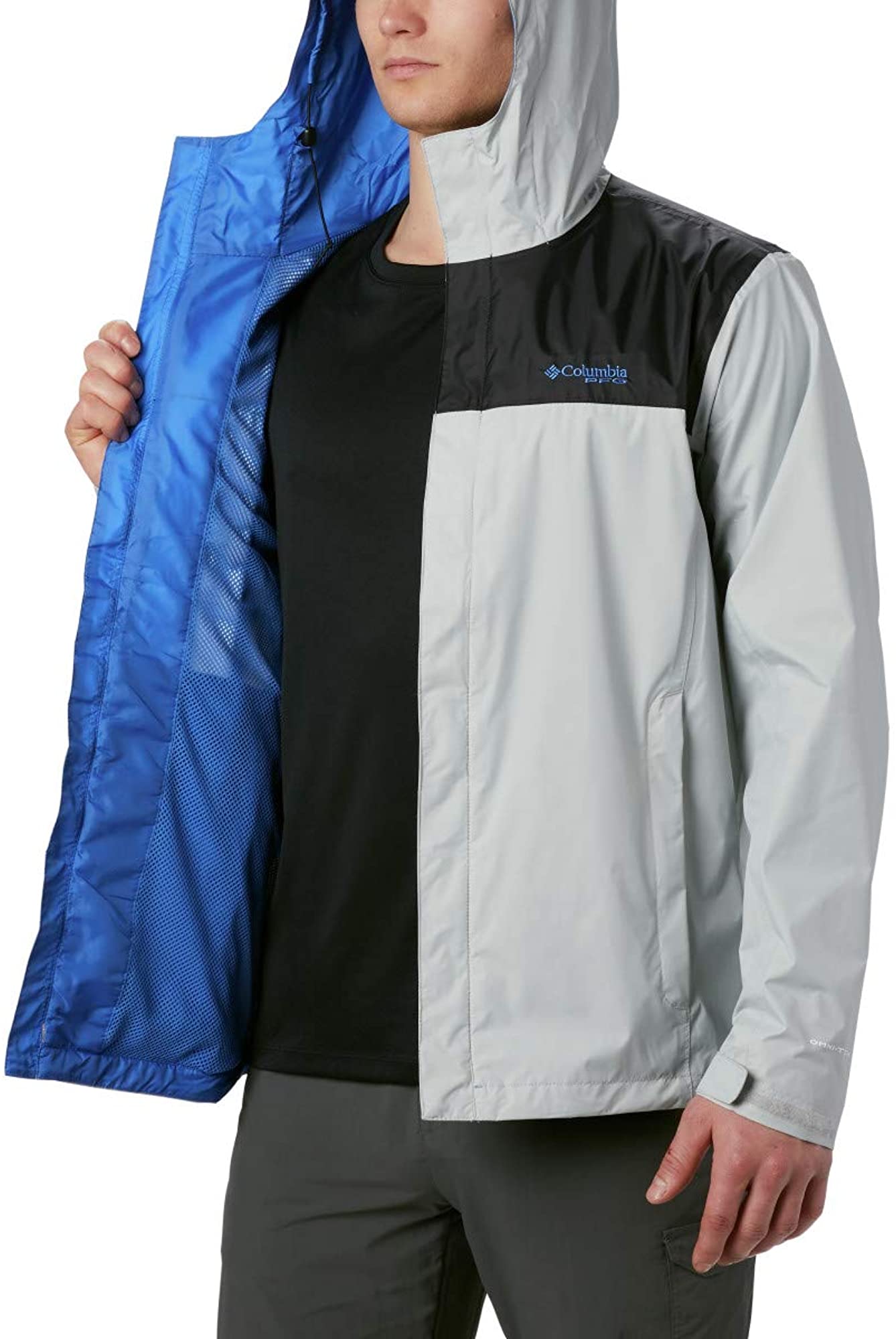 PFG Storm Jacket, Cool Grey, Vivid Blue 