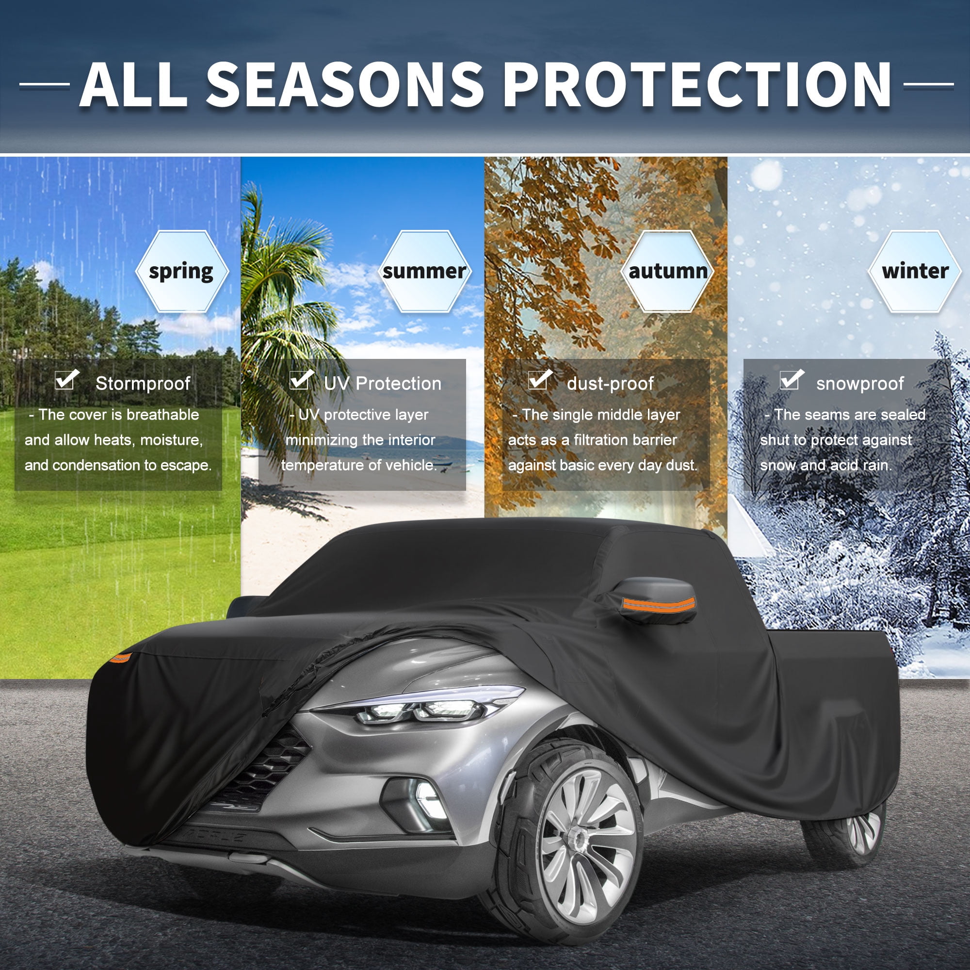 Unique Bargains Aluminum Car Cover for Hyundai Santa Cruz 198.82"x75.2"x59.06"