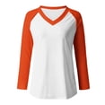 thumbnail image 4 of FAIWAD Women’s Color Block Tunic Top Long Sleeve Patchwork V Neck Plus Size Pullover Top, 4 of 4