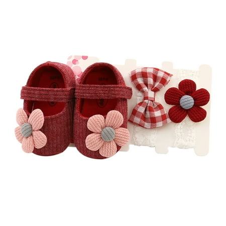 

Nokiwiqis Baby Soft Sole Floral Mary Jane Flats and Hairbands 3 Piece Set