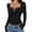 Black, variant on Women's V Neck Ribbed Knit Top Long Sleeve Henley Neckline Slim Fit Casual Basic Solid Color T Shirt Elegant Everyday Essential