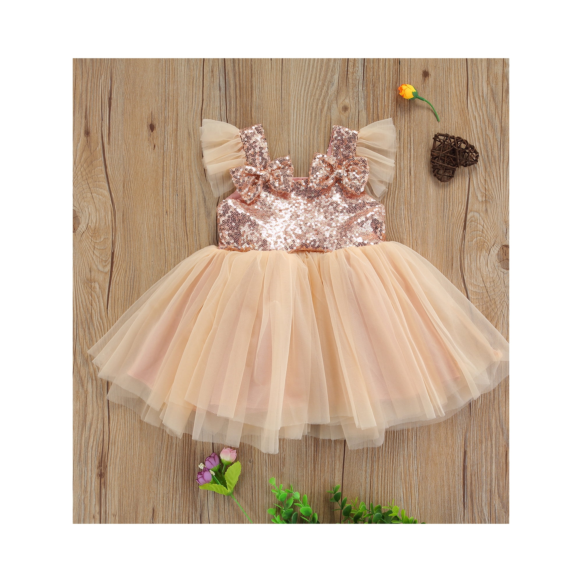Toddler Summer Princess Dress, Sequins Stitching Sleeveless Lined