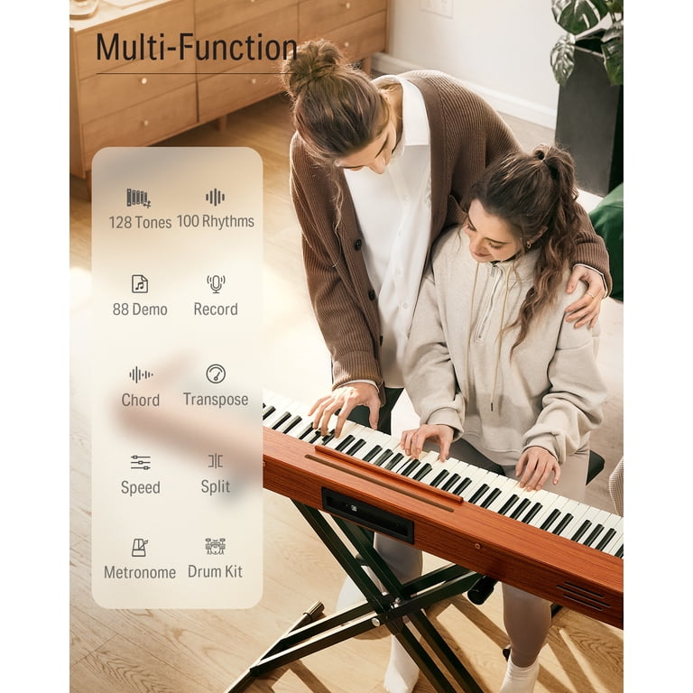 Donner Dep-1S 88-Key Digital Piano With Stand, Brown photo 4