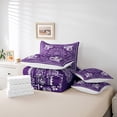 thumbnail image 6 of Homewish Damask Jacquard 7pcs Bedding Comforter Set,Boho Baroque Print Queen Bedding Sets,Purple White Queen Sheet Sets For Men Women,Super Cozy Room Decoration Reversible, 6 of 8