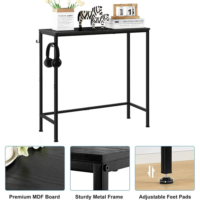 Narrow Console Entryway Table with Hooks Black Walmart