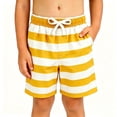thumbnail image 2 of Rggeeun Toddler Boys Shorts Cute Stripes Pattern Elastic Drawstring Waist Adjustable Loose Fit Soft Breathable Wide Leg For Summer Travel Party Leisure Bottoms,Yellow,11-12 Years, 2 of 4