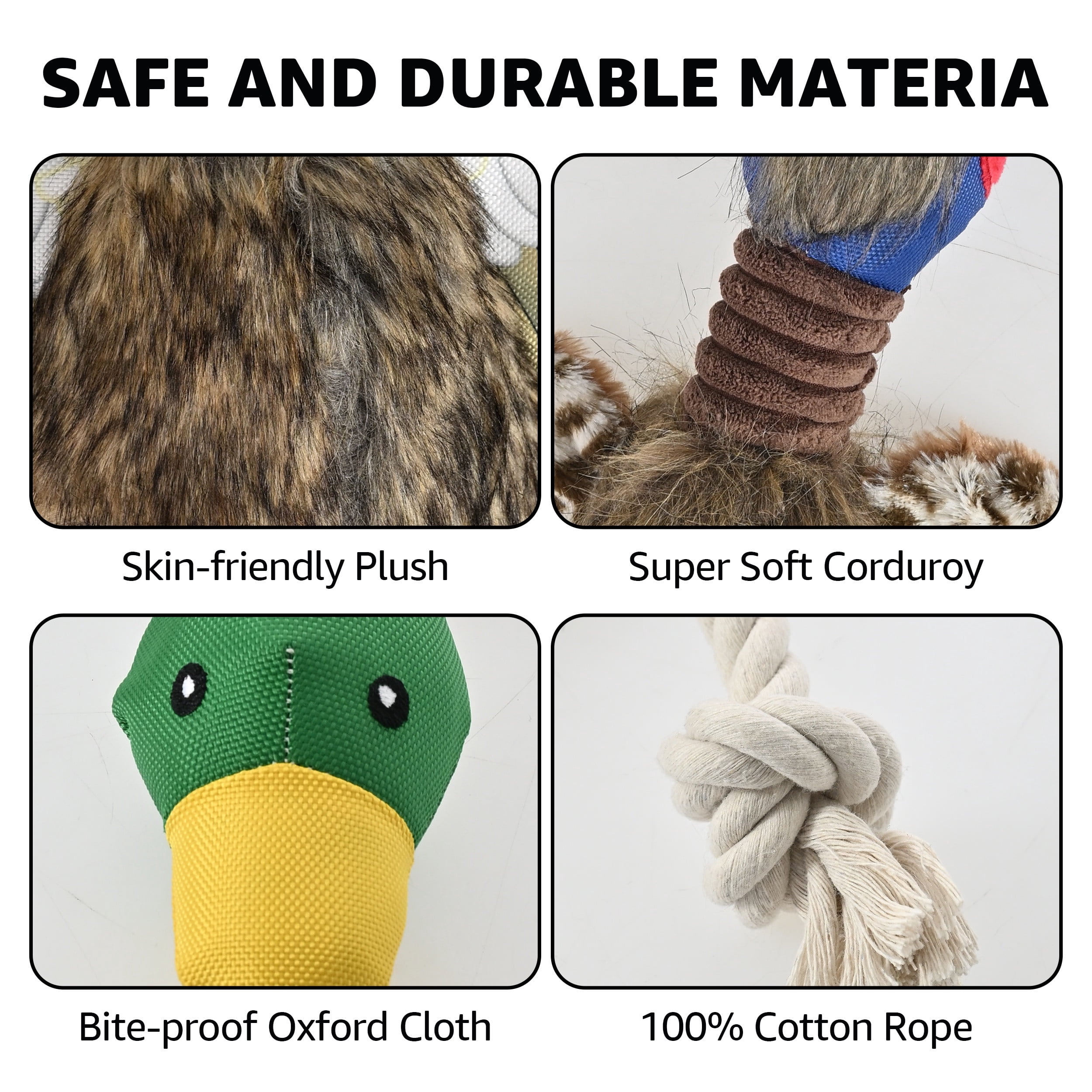 Max & Marlow Plush Duck Dog Squeaky Toy Set, 2-Pack Interactive Pheasant Toys with Crinkle Sound for Puppy Play and Training