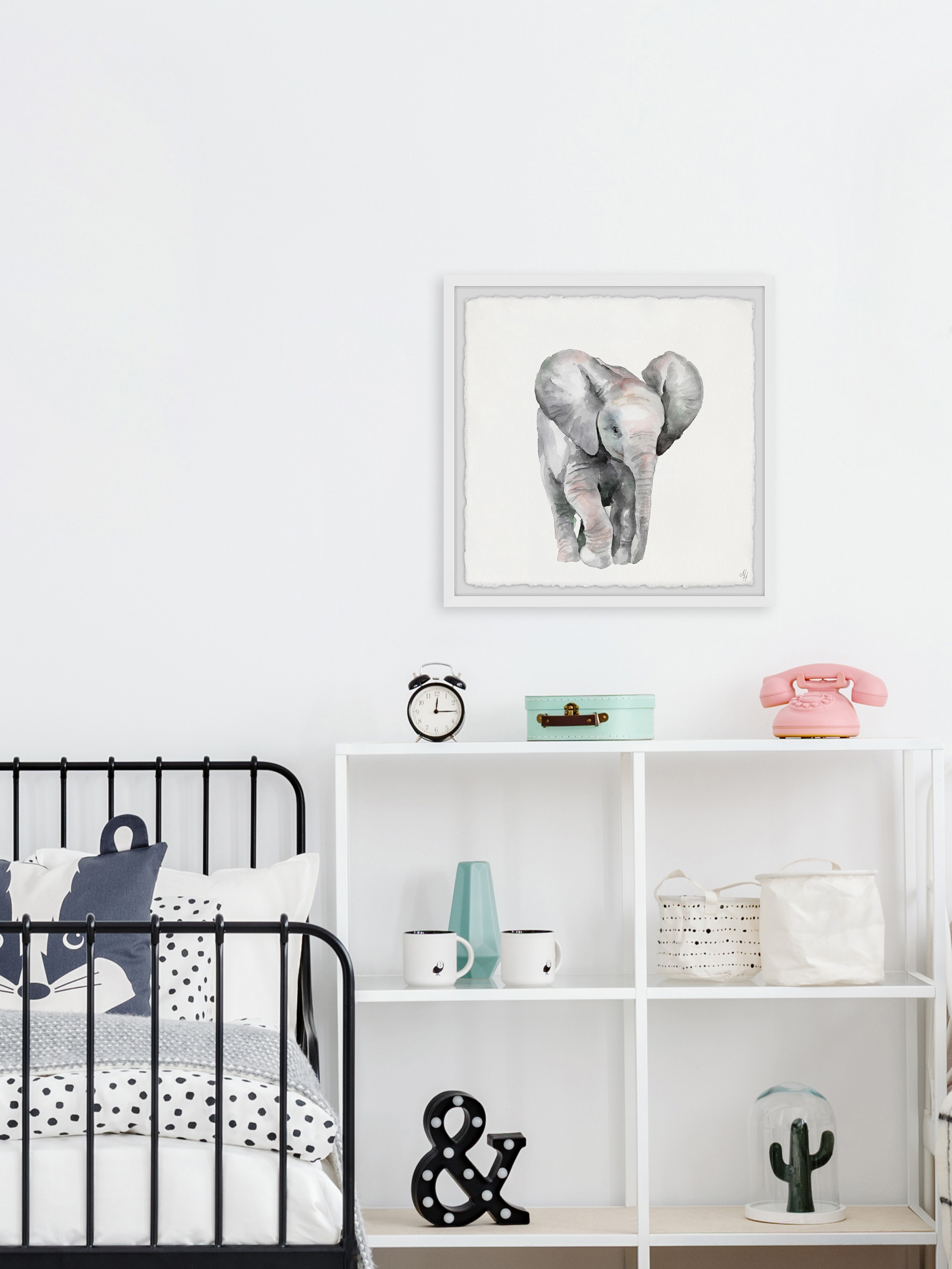 Marmont Hill Lonely Elephant Framed Wall Art, 32.00" x 1.50"