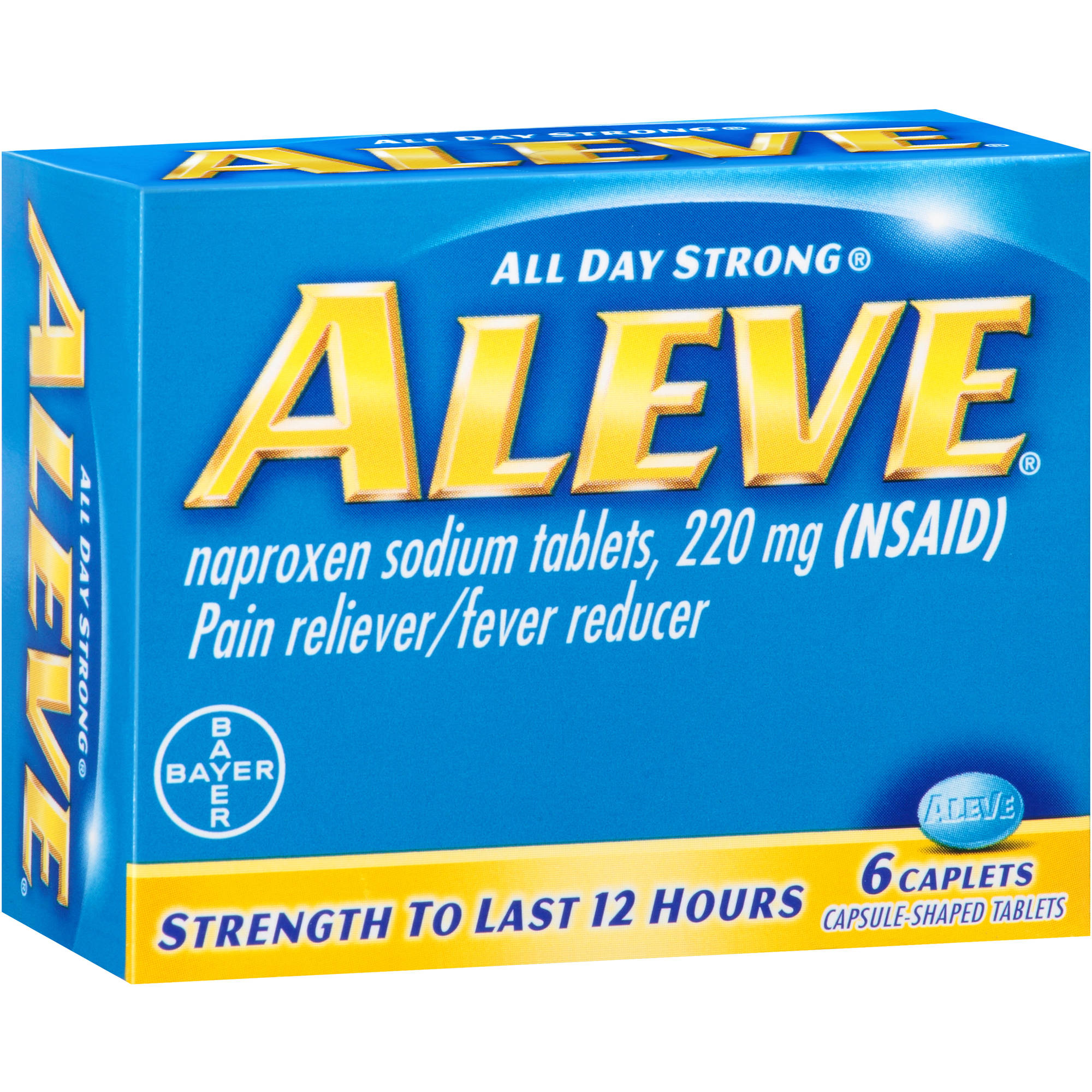 Aleve Naproxen Pain Reliever/Fever Reducer Caplets, 220mg, 6 Count ...