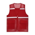 thumbnail image 4 of RUNQHUI Men Women Zipper High Visibility Reflective Safety Vest Construction Work Mesh Fabric Work Clothes Red 190, 4 of 7