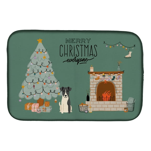 Smooth Fox Terrier Christmas Everyone Dish Drying Mat